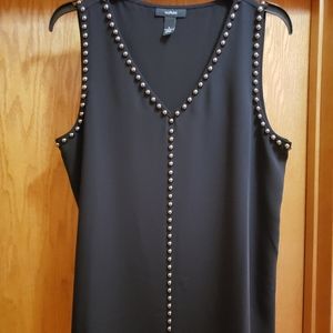 Black Sleeveless Top w/ Silver Studs Trim